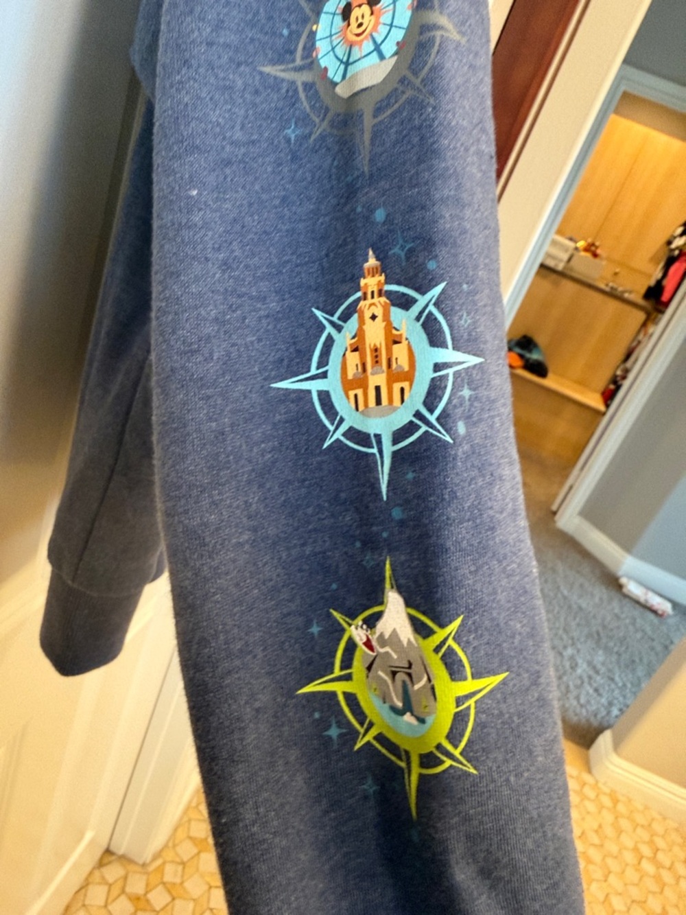 Disneyland Blue Zip-Up Hoodie with Mickey Print and embroidered back - Picture 3 of 12